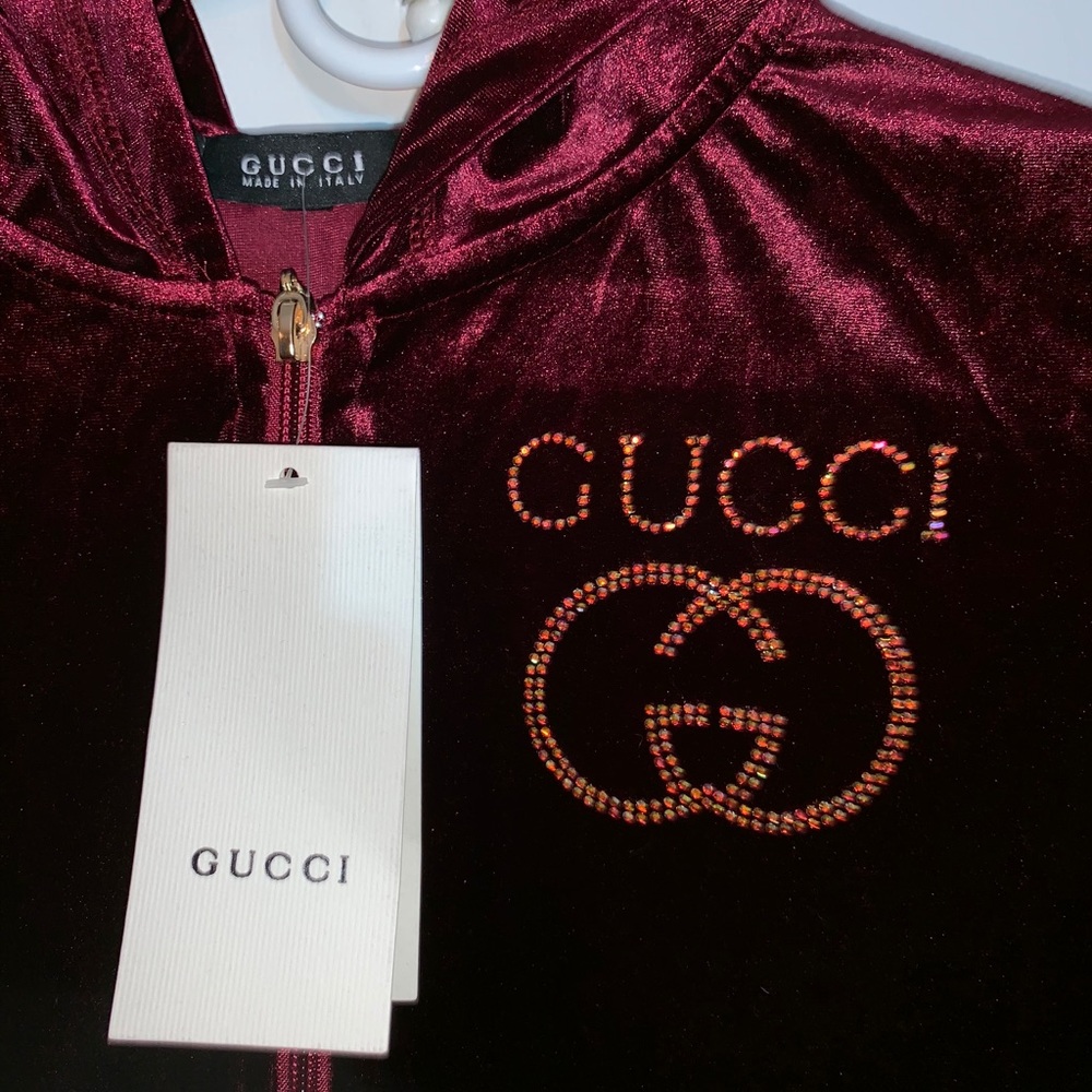 women's red velvet gucci hoodie